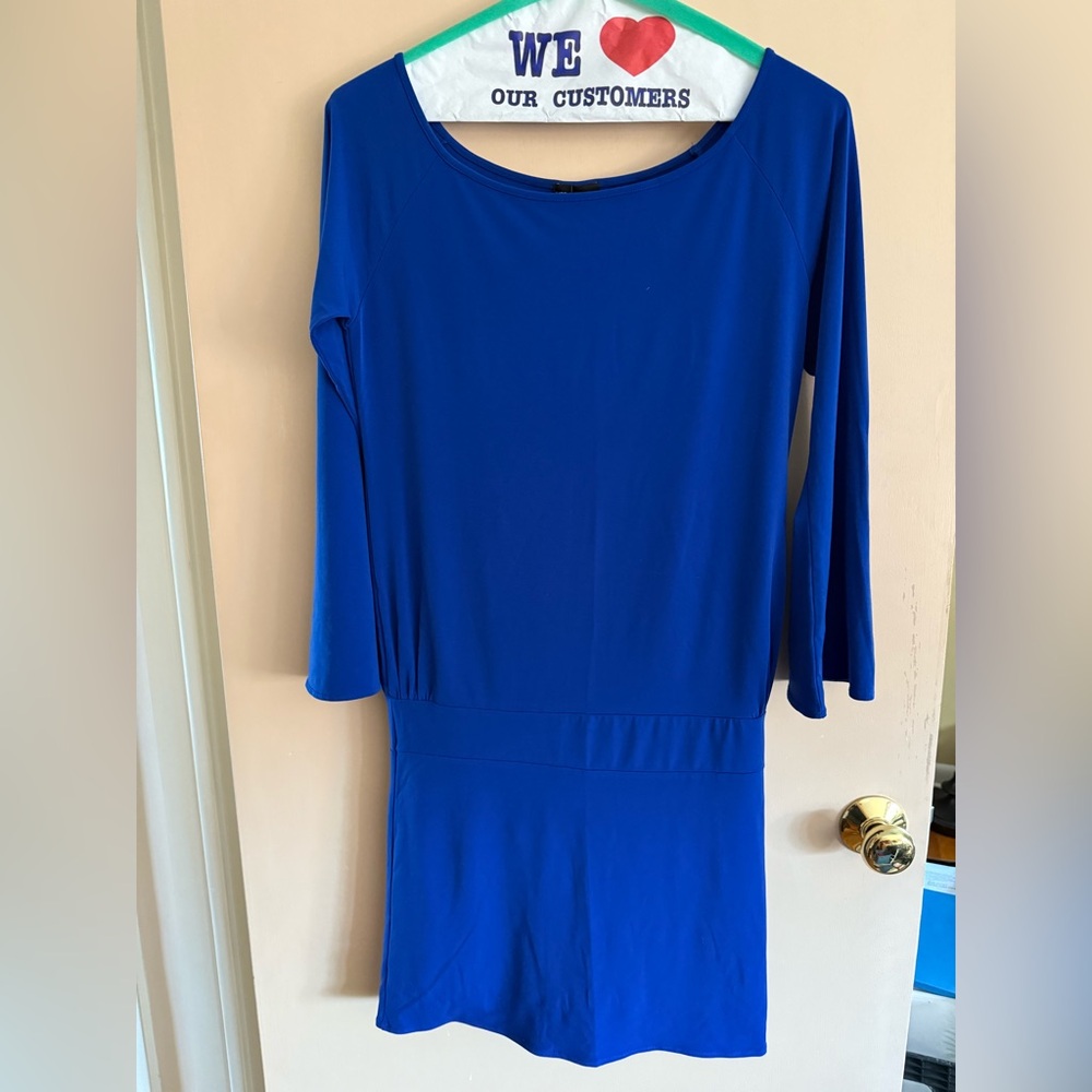 Blue Long-Sleeve Mini-Dress - Size S